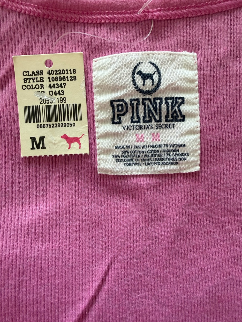 NWT Vintage Y2K Victoria's Secret PINK Rhinestone Ribbed Tank Top Medium - Picture 4 of 6